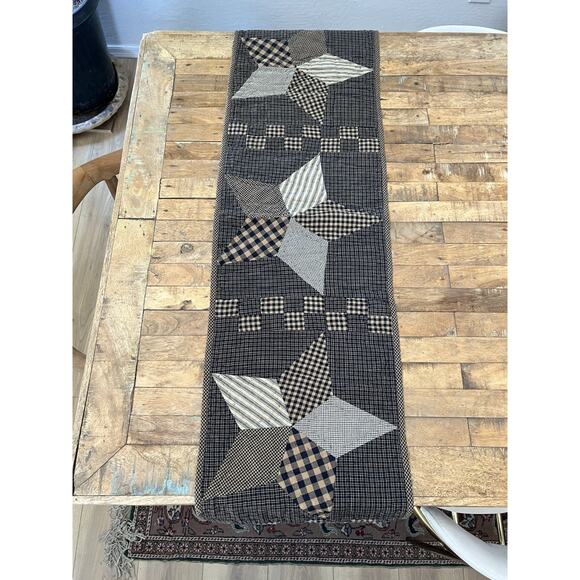Handmade Other - Handmade Quilted Table Runner Rectangle Patchwork Star Pattern 50" x 13"